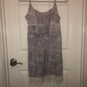 pacsun purple paisley dress with crochet details